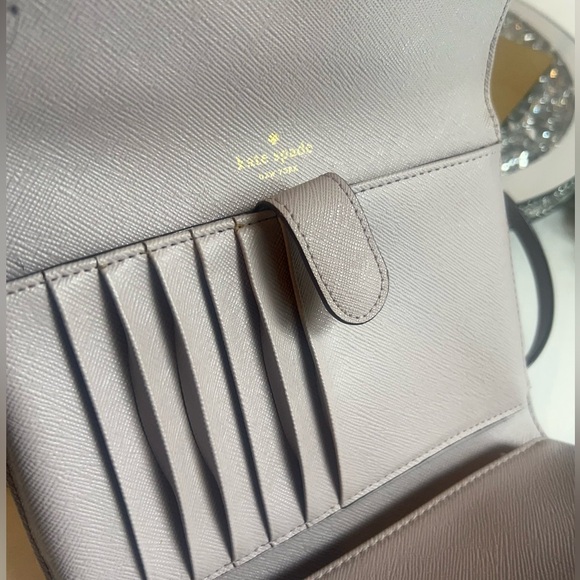 Kate Spade blush gray taupe rabbit crossbody wallet - Picture 11 of 15